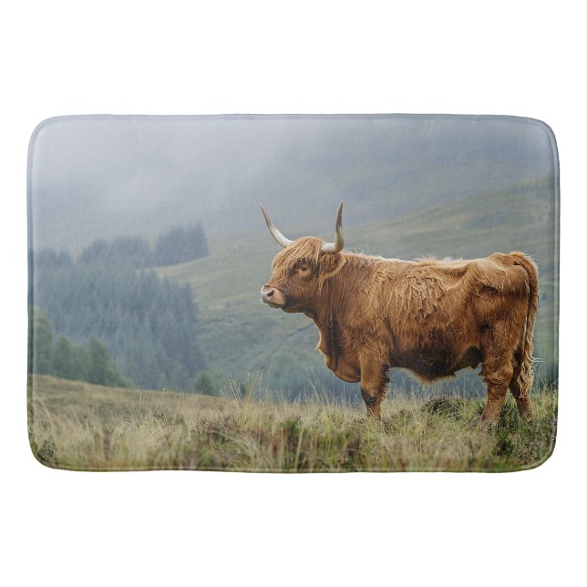 Highland Cow Misty Morning Bath Mat (Front)
