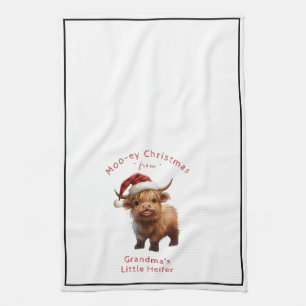 Highland Cow Moo-ey Christmas Kitchen Towel