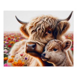 Highland Cow Mothers Day gift idea Poster