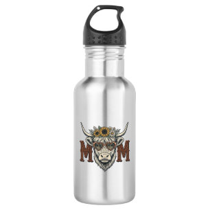 Highland Cow Mum Vintage Floral Western Shirt (2) 532 Ml Water Bottle