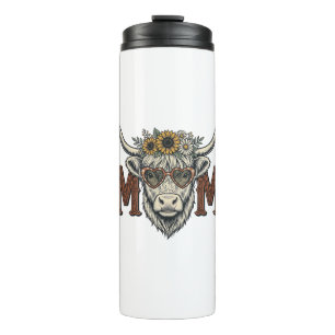 Highland Cow Mum Vintage Floral Western Shirt (2) Thermal Tumbler