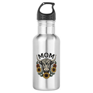 Highland Cow Mum Vintage Sunflower Western Design 532 Ml Water Bottle