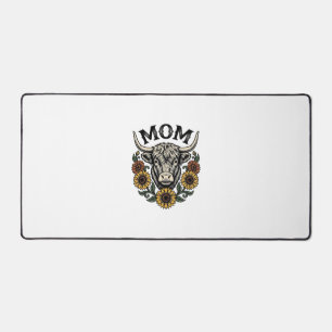 Highland Cow Mum Vintage Sunflower Western Design Desk Mat