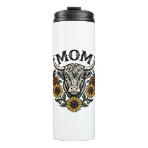 Highland Cow Mum Vintage Sunflower Western Design Thermal Tumbler