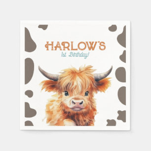 Highland Cow My First Rodeo Birthday Party Napkin