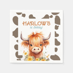 Highland Cow My First Rodeo Birthday Party Napkin