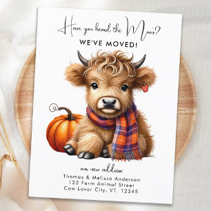 Highland Cow New Address We've Moved Autumn Moving Announcement Postcard
