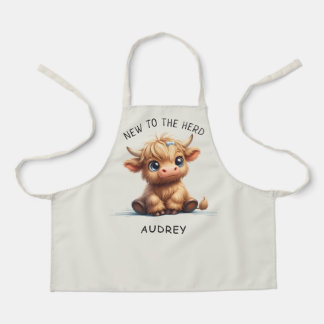 Highland Cow New To The Herd Apron
