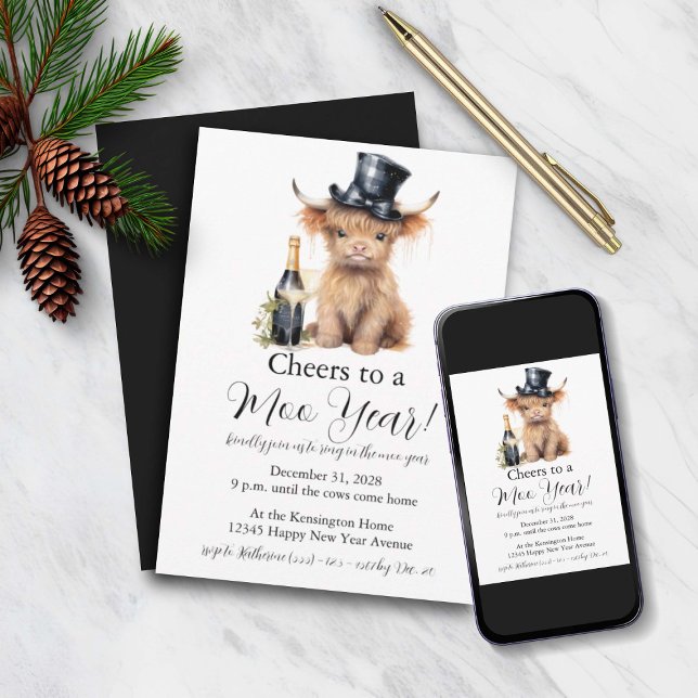 Highland Cow New Year Invitation Card (Creator Uploaded)