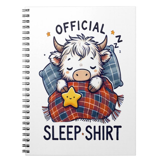 Highland Cow , Official Sleep  Notebook (Front)