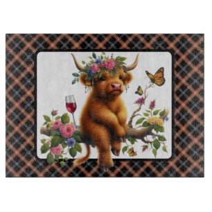 Highland Cow On A Branch  Cutting Board