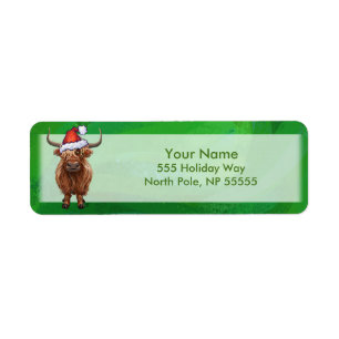 Highland Cow On Green Return Address Label