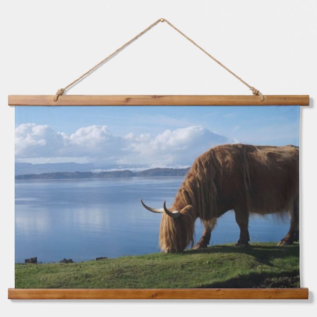 Highland Cow on the Coast Hanging Tapestry (Front)