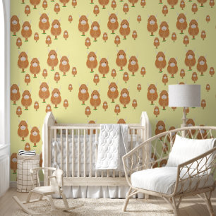 Highland Cow on Yellow Wallpaper