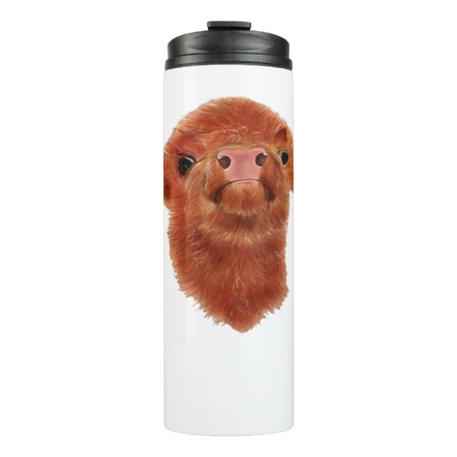 Highland Cow Oversized T-Shirt Thermal Tumbler (Front)