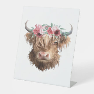 Highland Cow Painting Classic T-Shirt Pedestal Sign