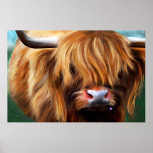 Highland Cow Painting Poster