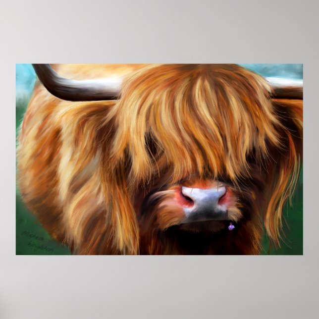 Highland Cow Painting Poster (Front)
