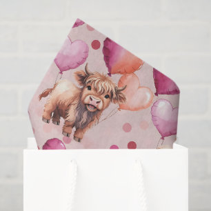 Highland Cow Pastel Balloon Cute Gift Tissue Paper