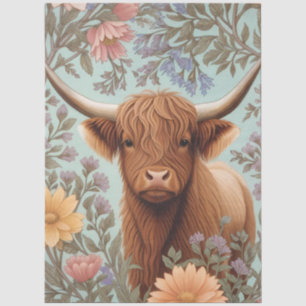 Highland Cow Pastel William Morris Inspired Floral Tissue Paper