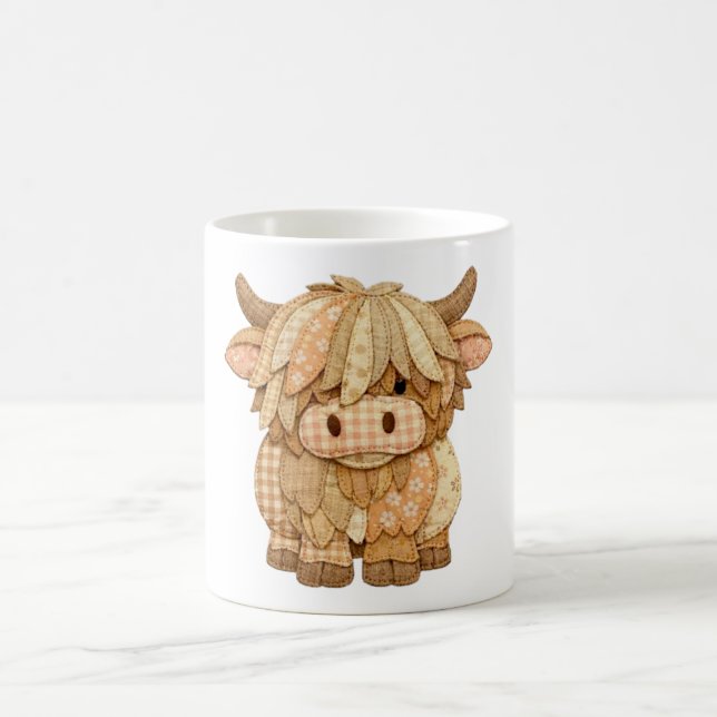 Highland Cow Patchwork Coffee Mug (Center)