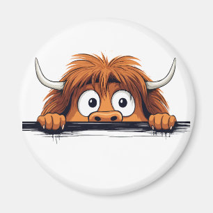 Highland Cow Peeking Cute Adorable Funny Animal  Magnet