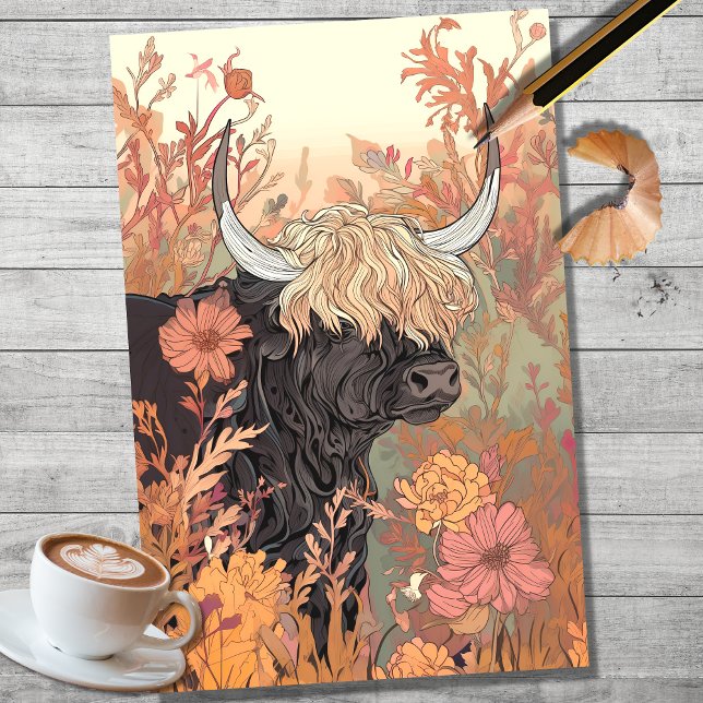 Highland Cow Pencil Art 2 Decoupage Paper (Creator Uploaded)