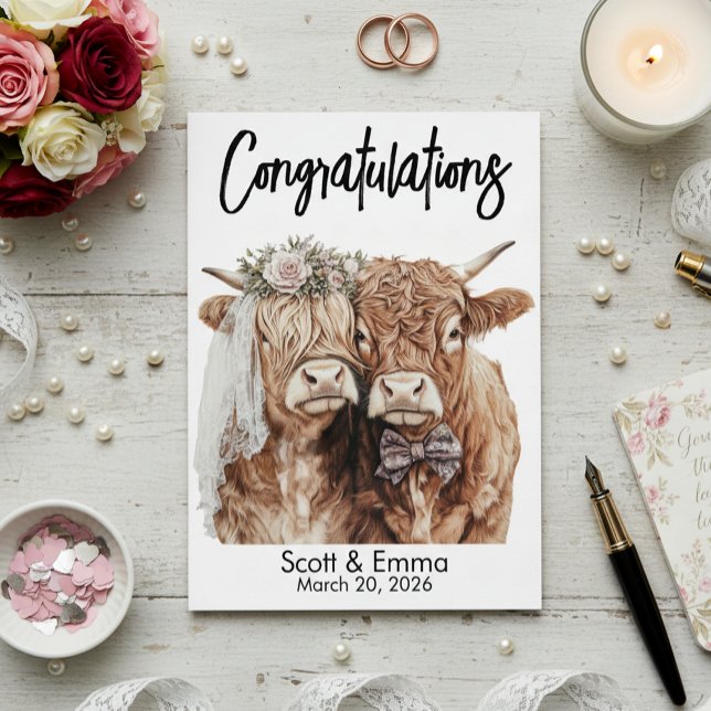 Highland Cow Personalised Wedding Congratulations  (Creator Uploaded)