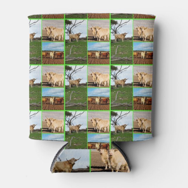Highland Cow Photo Collage, Can Cooler (Front)