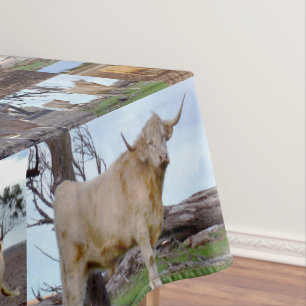 Highland Cow Photo Collage, Tablecloth