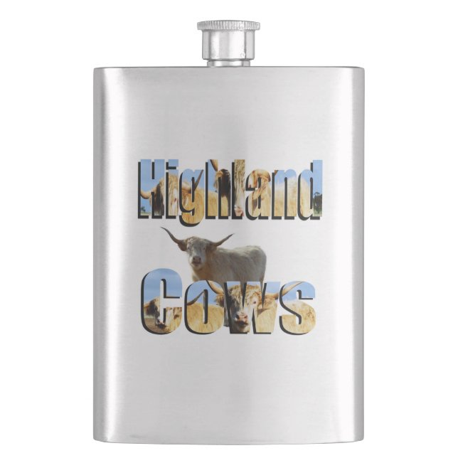 Highland Cow Picture Logo, Classic Hip Flask (Front)