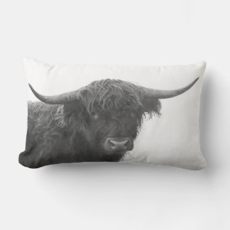 Highland Cow Pillow Black & White