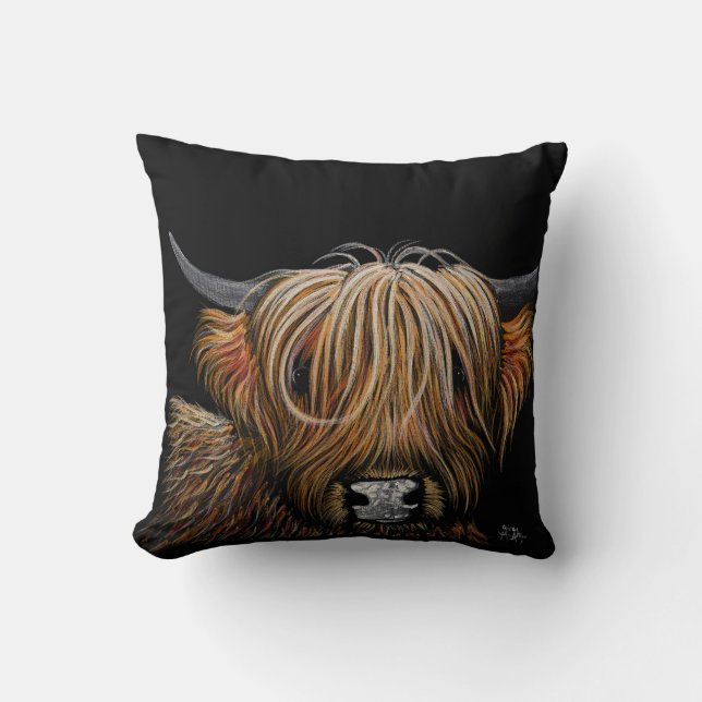 Highland Cow Pillow  'Hamish' Throw Pillow Cushion (Front)