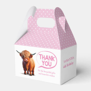 Highland Cow Pink Girl Favour Box