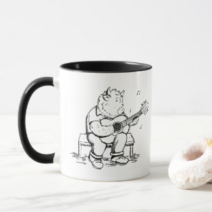 Highland Cow Plays Acoustic Guitar Mug