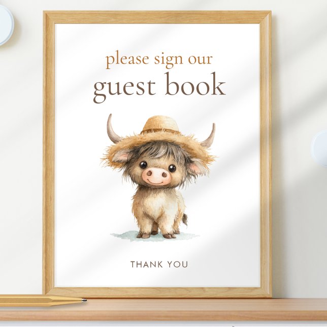 Highland Cow Please Sign Guest Book Baby Shower (Creator Uploaded)