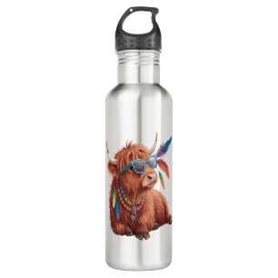 Highland Cow Png, Cool Cow Png, Sunglass 710 Ml Water Bottle