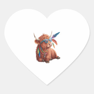 Highland Cow Png, Cool Cow Png, Sunglass Heart Sticker