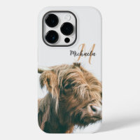 Highland cow portrait custom name initial monogram