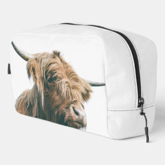 Highland cow portrait custom name initial monogram dopp kit