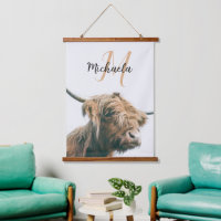 Highland cow portrait custom name initial monogram