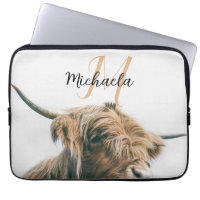 Highland cow portrait custom name initial monogram