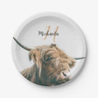 Highland cow portrait custom name initial monogram