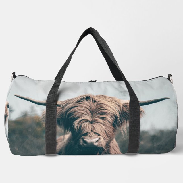 Highland cow portrait duffle bag (Front)
