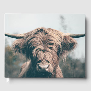 Highland cow portrait guest book