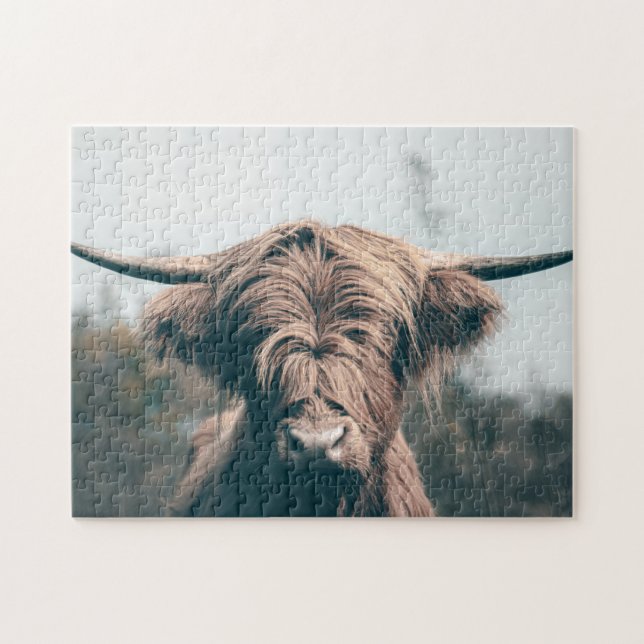 Highland cow portrait jigsaw puzzle (Horizontal)