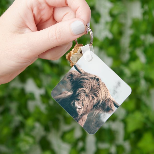 Highland cow portrait key ring (Hand)