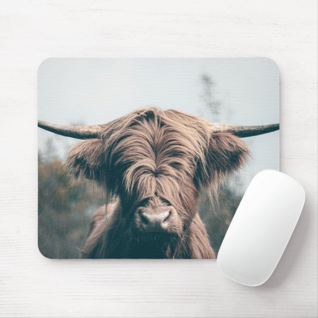 Highland cow portrait mouse pad (With Mouse)