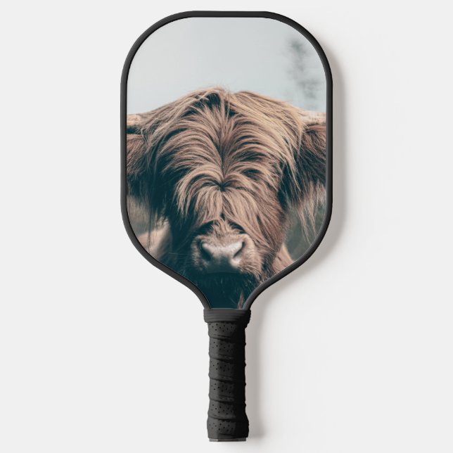 Highland cow portrait pickleball paddle (Front)