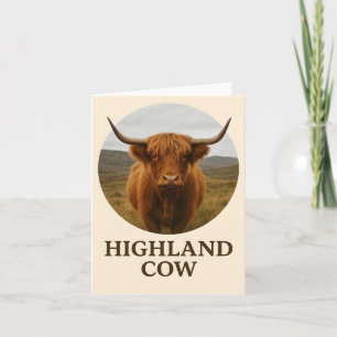 Highland Cow Portrait Poster with "Highland Cow"  Holiday Card